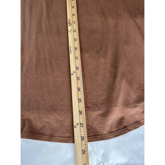 Tahari Top 1X Brown Pima Cotton Scoop Neck Minimalist Stretch Tunic Quiet Luxury - Picture 10 of 10